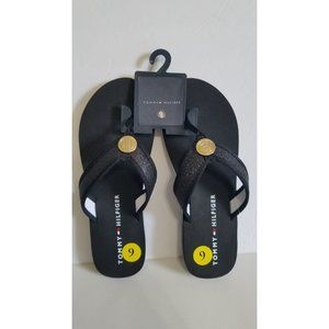NEW Womens Tommy Hilfiger Black Flip Flops 7 and 9